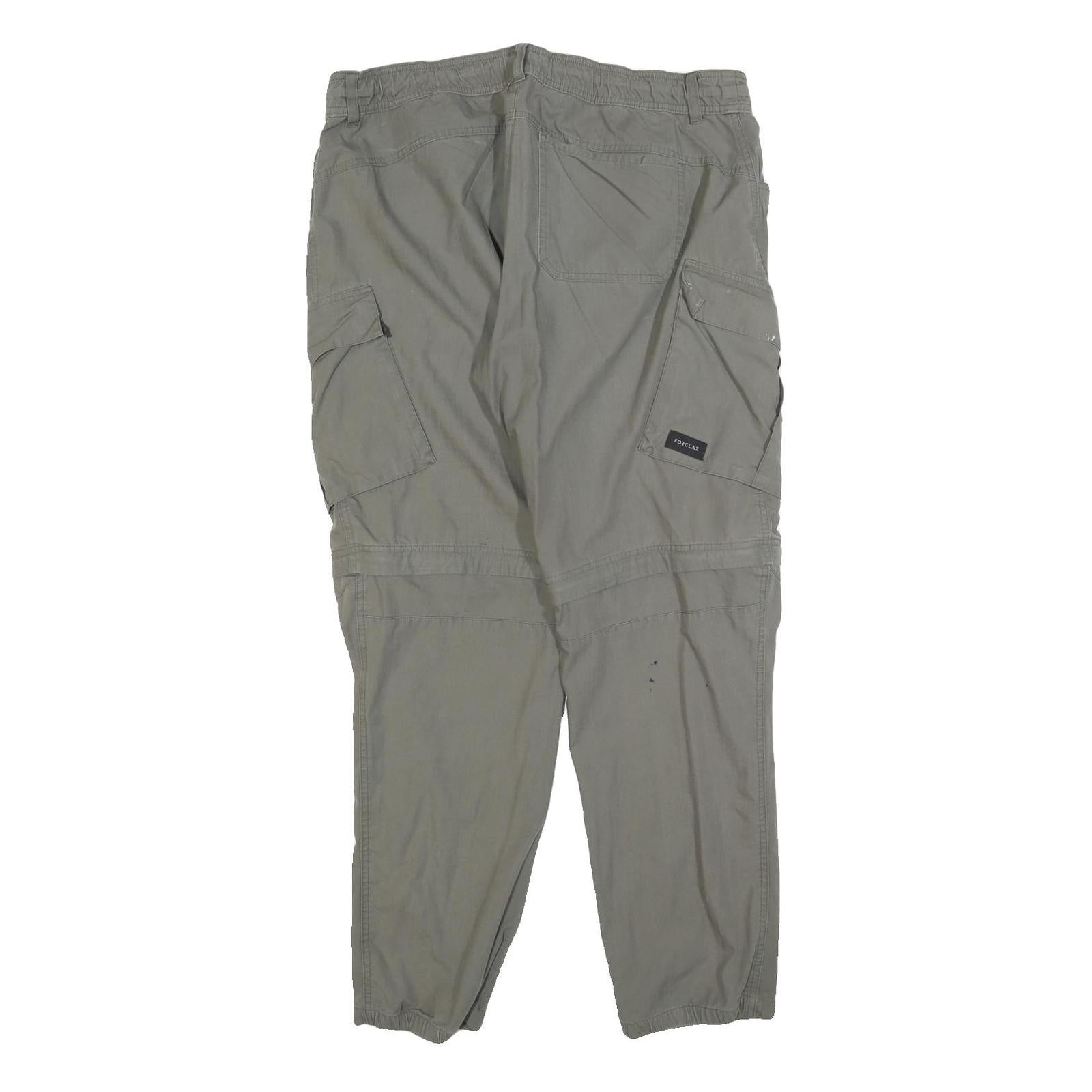 FORCLAZ Mens Grey Cotton Blend Regular Cargo Trousers W38 L30 Utility Casual