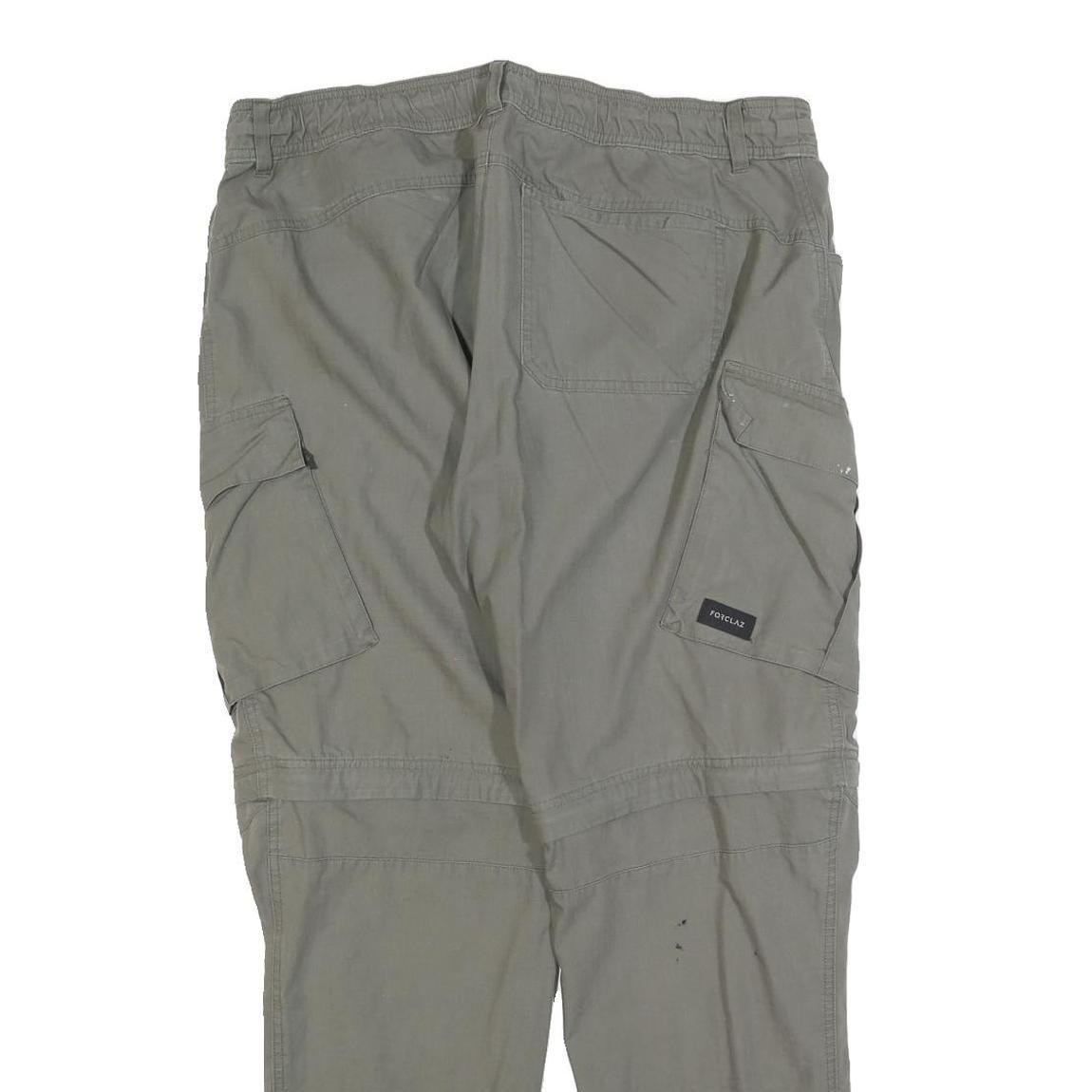 FORCLAZ Mens Grey Cotton Blend Regular Cargo Trousers W38 L30 Utility Casual