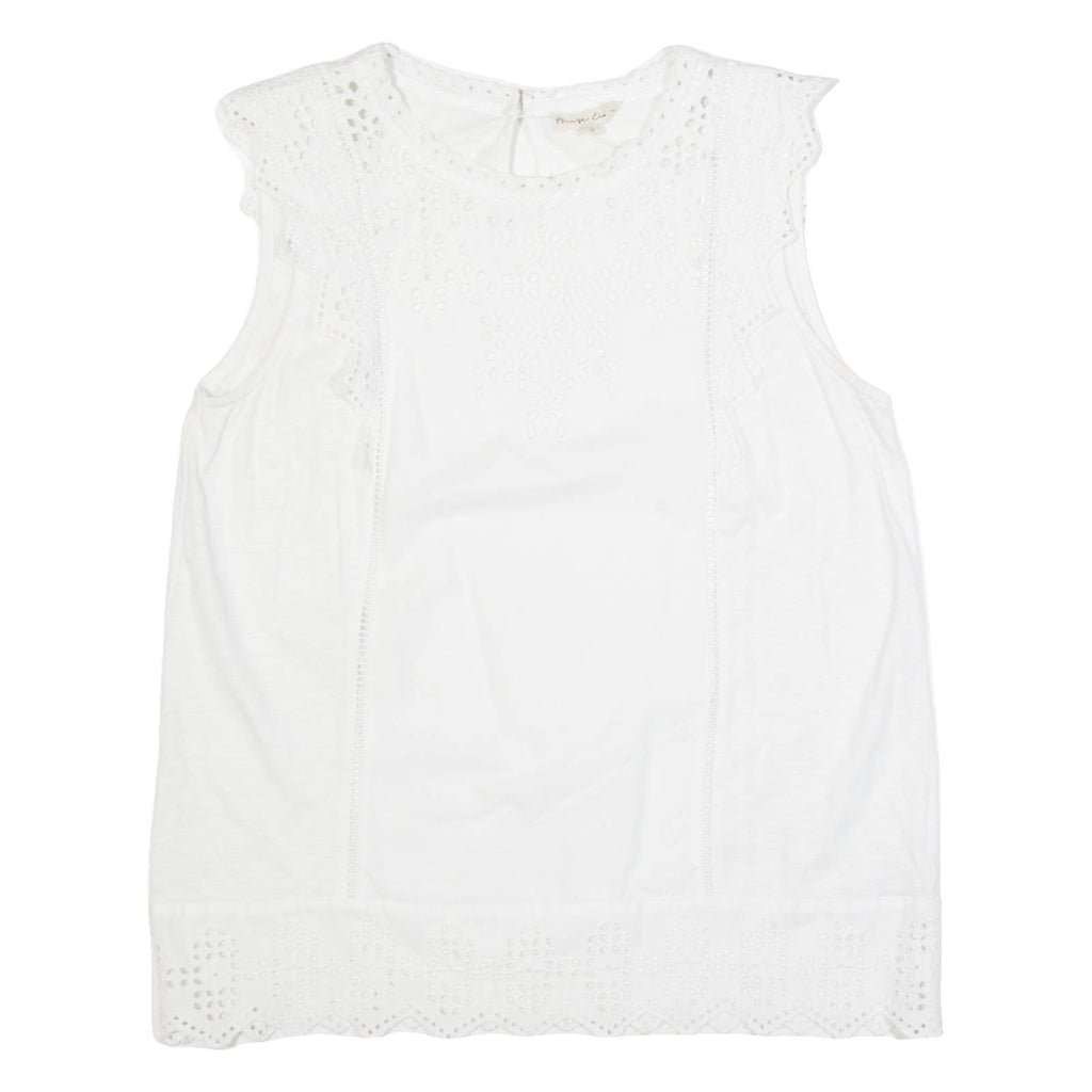 PHASE EIGHT Womens Vest White Sleeveless UK 12