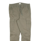 H&M Mens Cotton Blend Beige Slim Drawstring Cargo Trousers W34 L28