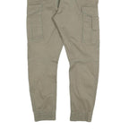 H&M Mens Cotton Blend Beige Slim Drawstring Cargo Trousers W34 L28