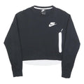 NIKE Womens Black Crew Neck S Sweatshirt Crop Zip Pocket Casual Style