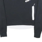 NIKE Womens Black Crew Neck S Sweatshirt Crop Zip Pocket Casual Style
