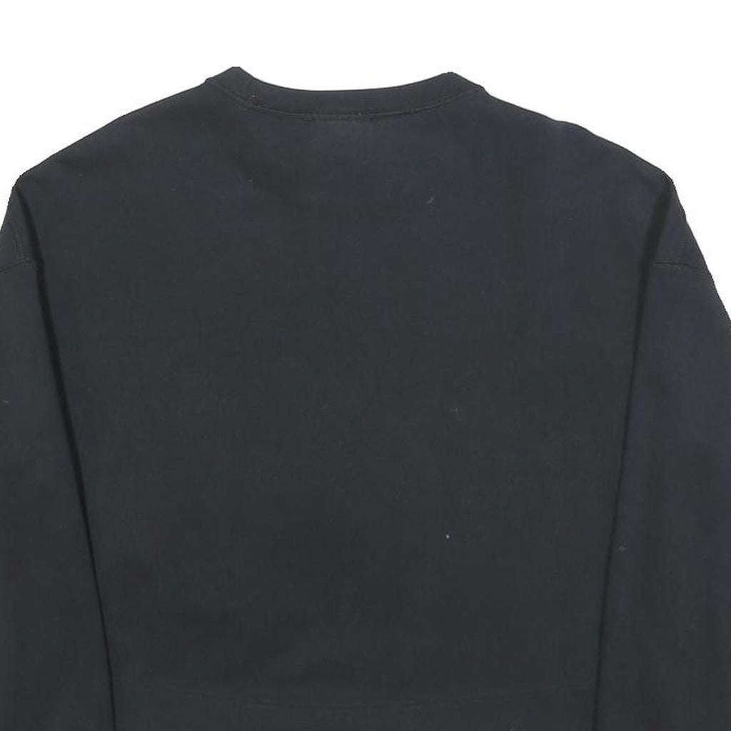 NIKE Womens Black Crew Neck S Sweatshirt Crop Zip Pocket Casual Style