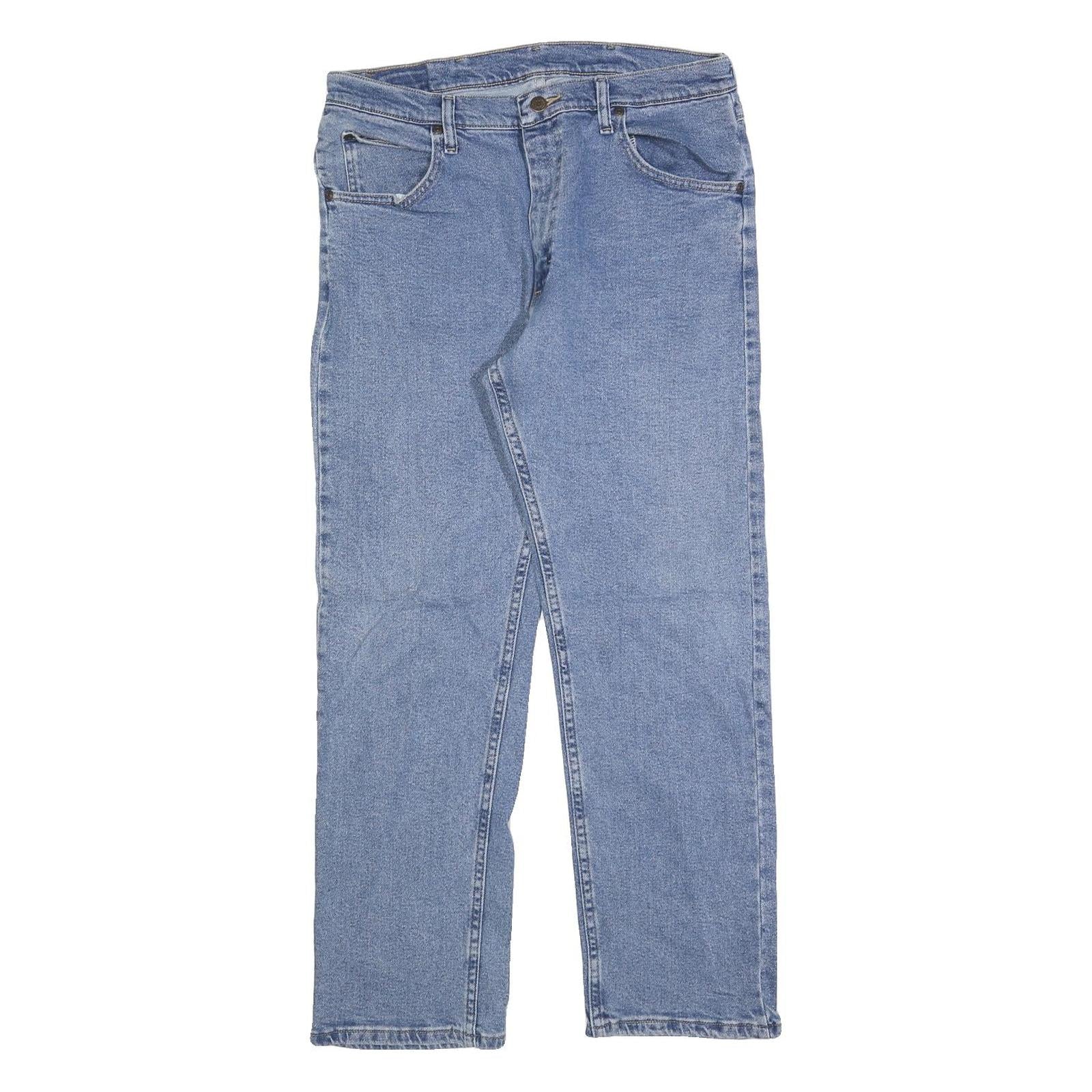 WRANGLER Mens Regular Fit Blue Denim Jeans Cotton Blend Zip W34 L30 Classic