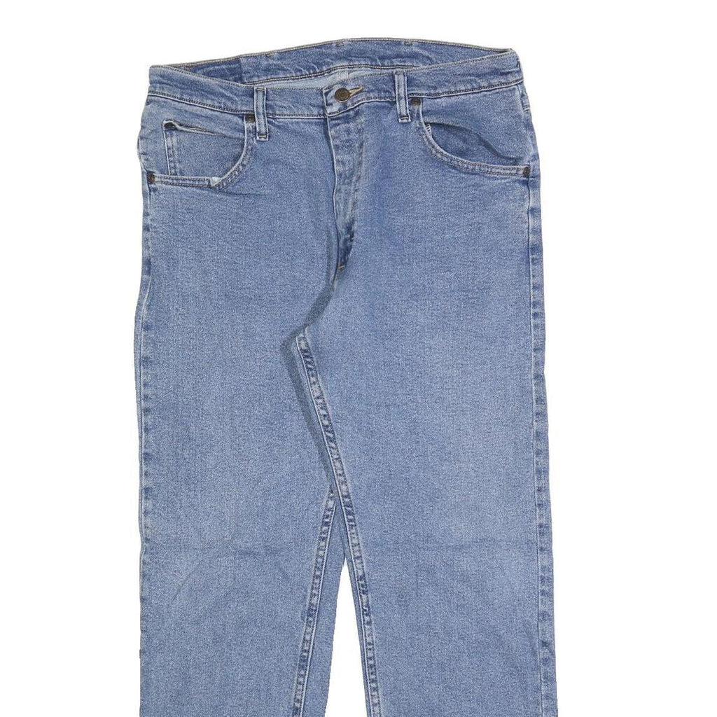 WRANGLER Mens Regular Fit Blue Denim Jeans Cotton Blend Zip W34 L30 Classic