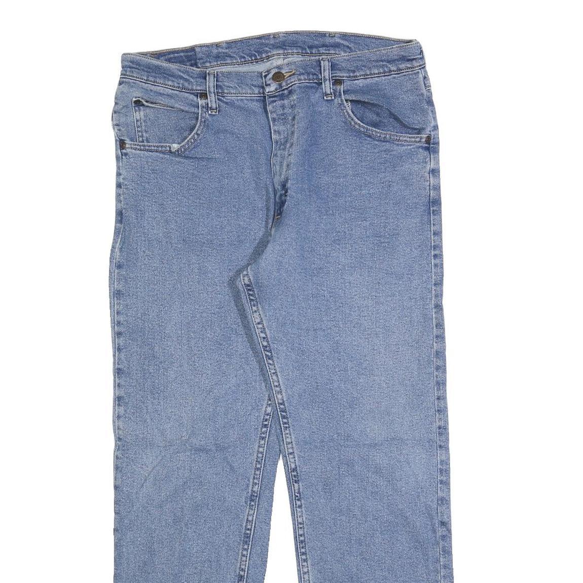 WRANGLER Mens Regular Fit Blue Denim Jeans Cotton Blend Zip W34 L30 Classic