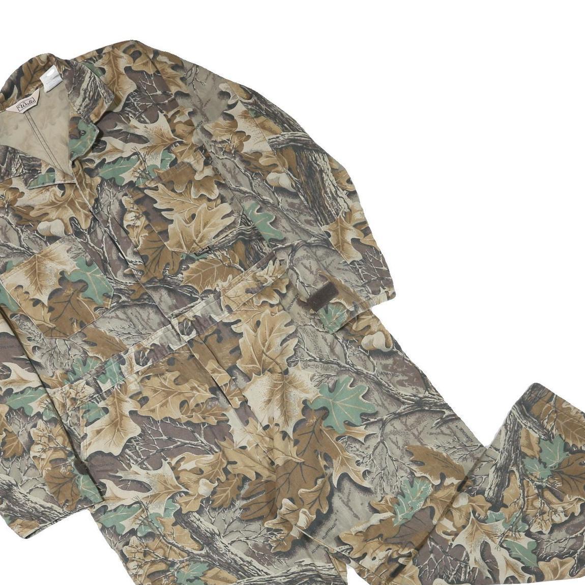 WALLS Mens Brown & Green Camouflage Cotton Blend Dungarees XL W40 L28 Work Wear