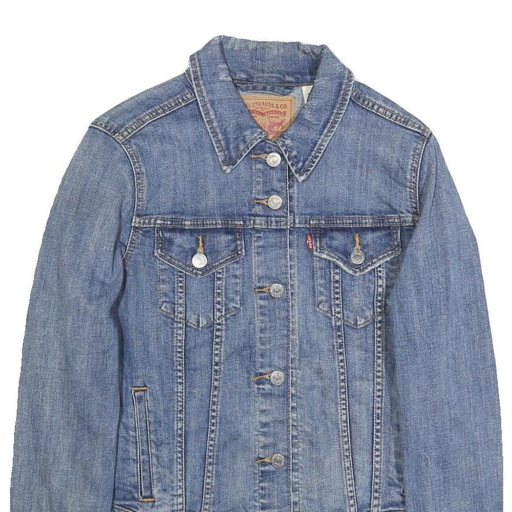 LEVI'S Womens Blue Denim Jacket M Cotton Blend Classic Button Closure