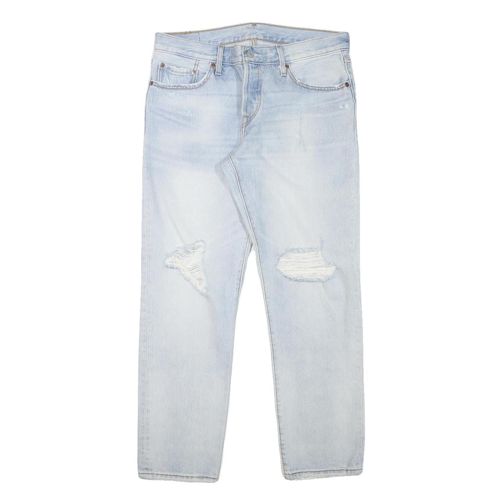 LEVI'S 501CT Mens Jeans Blue Slim Straight Denim Light W32 L27 Button Closure