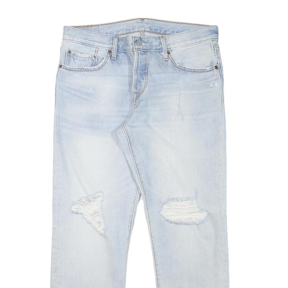 LEVI'S 501CT Mens Jeans Blue Slim Straight Denim Light W32 L27 Button Closure