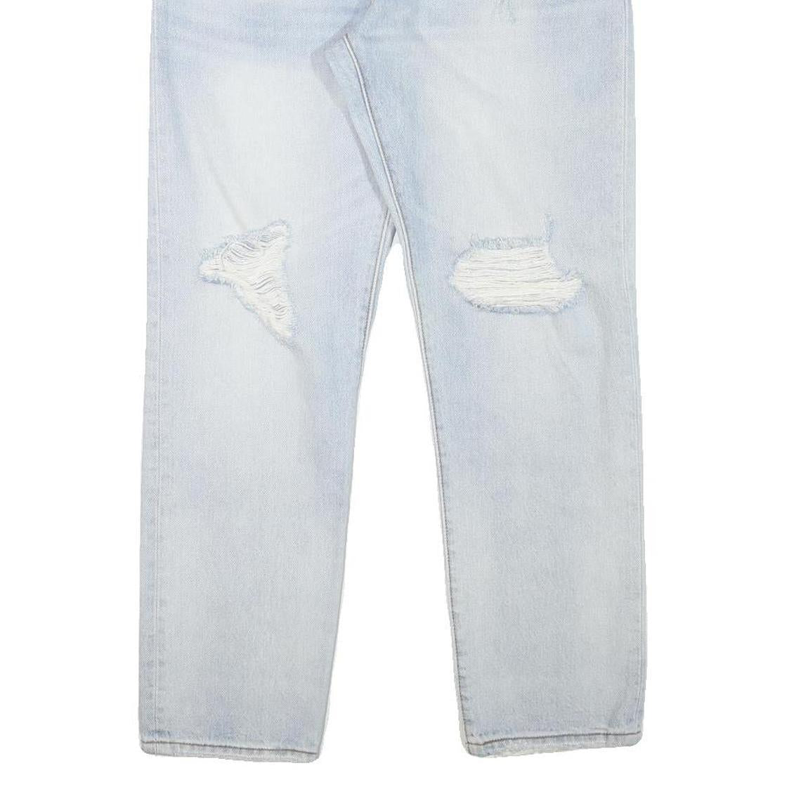 LEVI'S 501CT Mens Jeans Blue Slim Straight Denim Light W32 L27 Button Closure