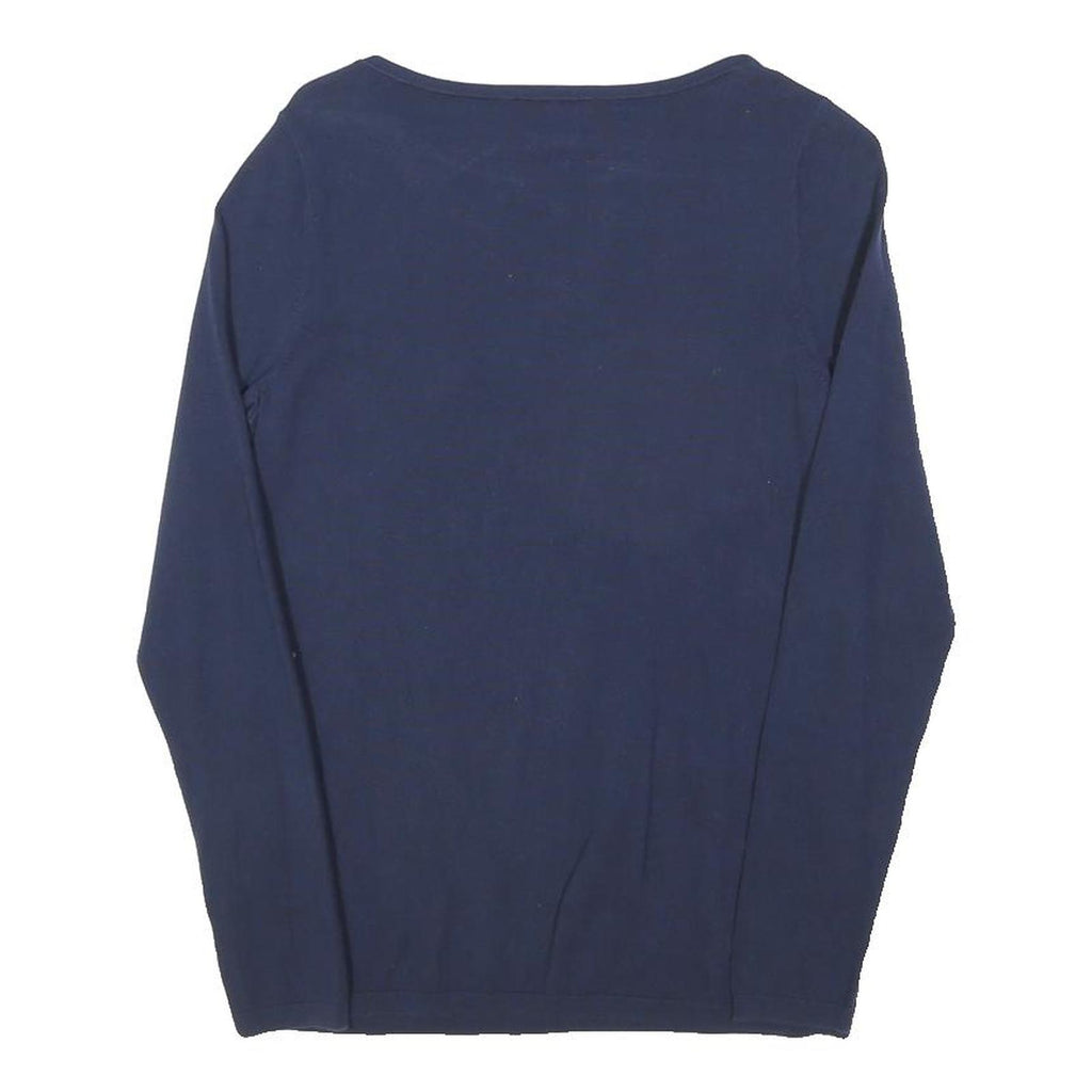 TOMMY HILFIGER Womens Navy Plain Cotton Blend Jumper Crew Neck Basic Knit S
