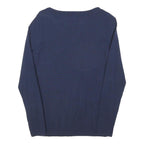 TOMMY HILFIGER Womens Navy Plain Cotton Blend Jumper Crew Neck Basic Knit S