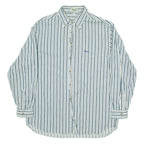 GUESS JEANS Mens Shirt White Striped Long Sleeve L