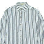 GUESS JEANS Mens Shirt White Striped Long Sleeve L