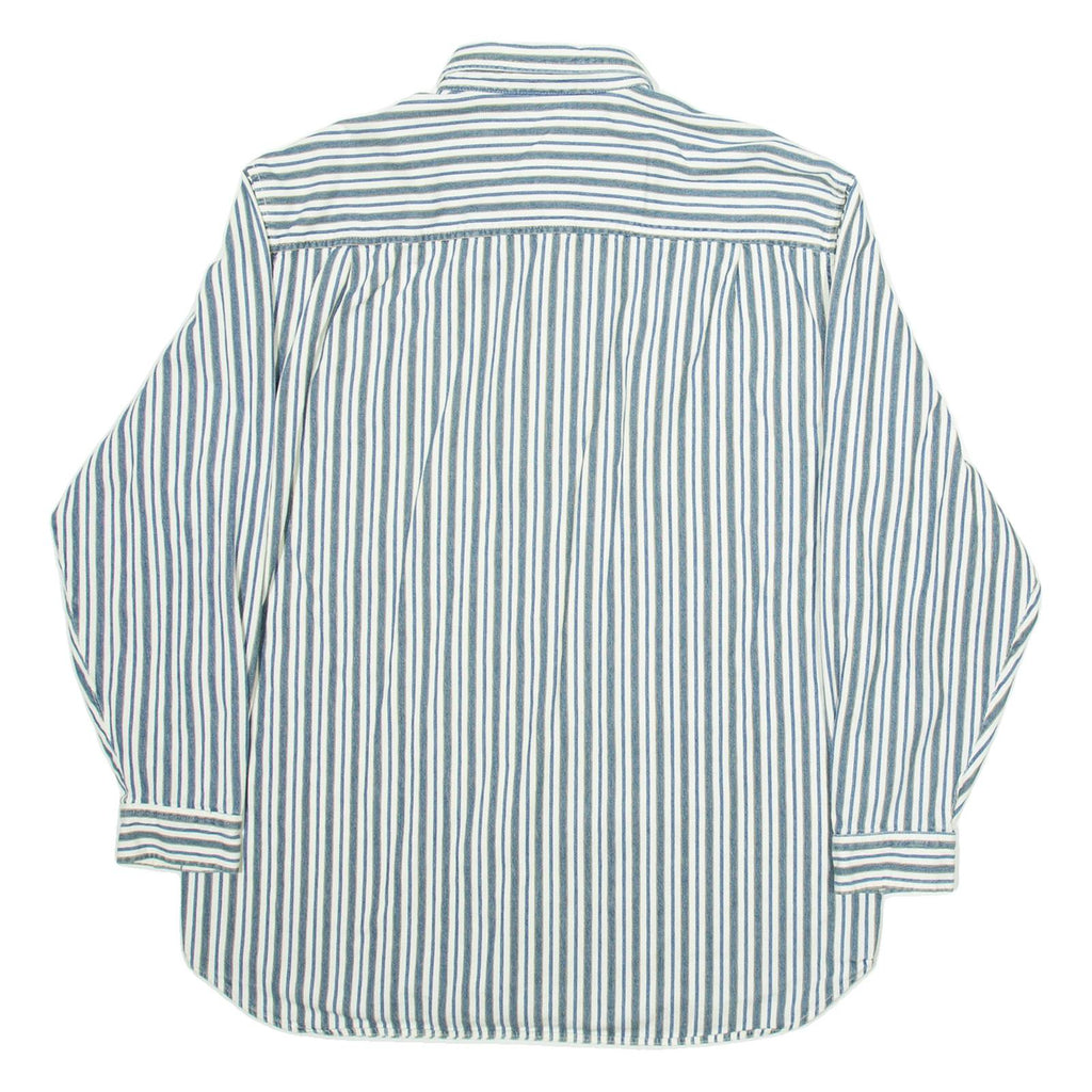 GUESS JEANS Mens Shirt White Striped Long Sleeve L