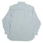 GUESS JEANS Mens Shirt White Striped Long Sleeve L