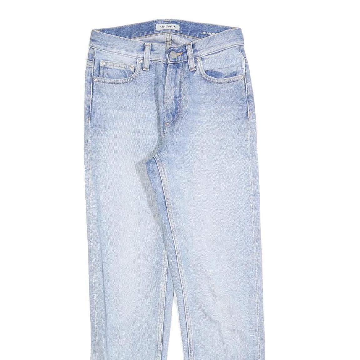 CARHARTT Womens Slim Jeans Blue Denim Light W25 L28 Zip Cotton Blend Casual