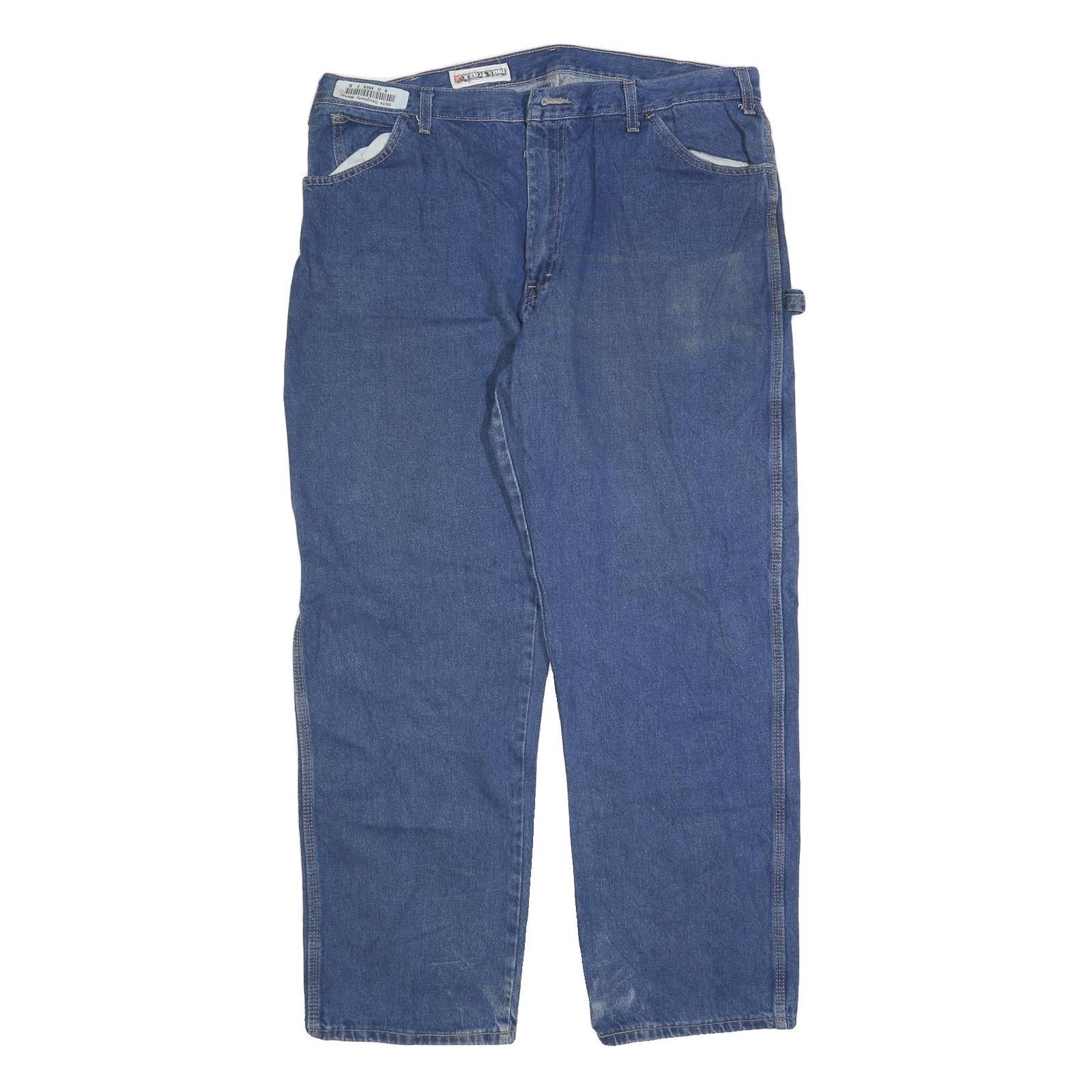 DICKIES Mens Regular Fit Blue Denim Straight Leg Jeans W42 L30 Workwear Zip