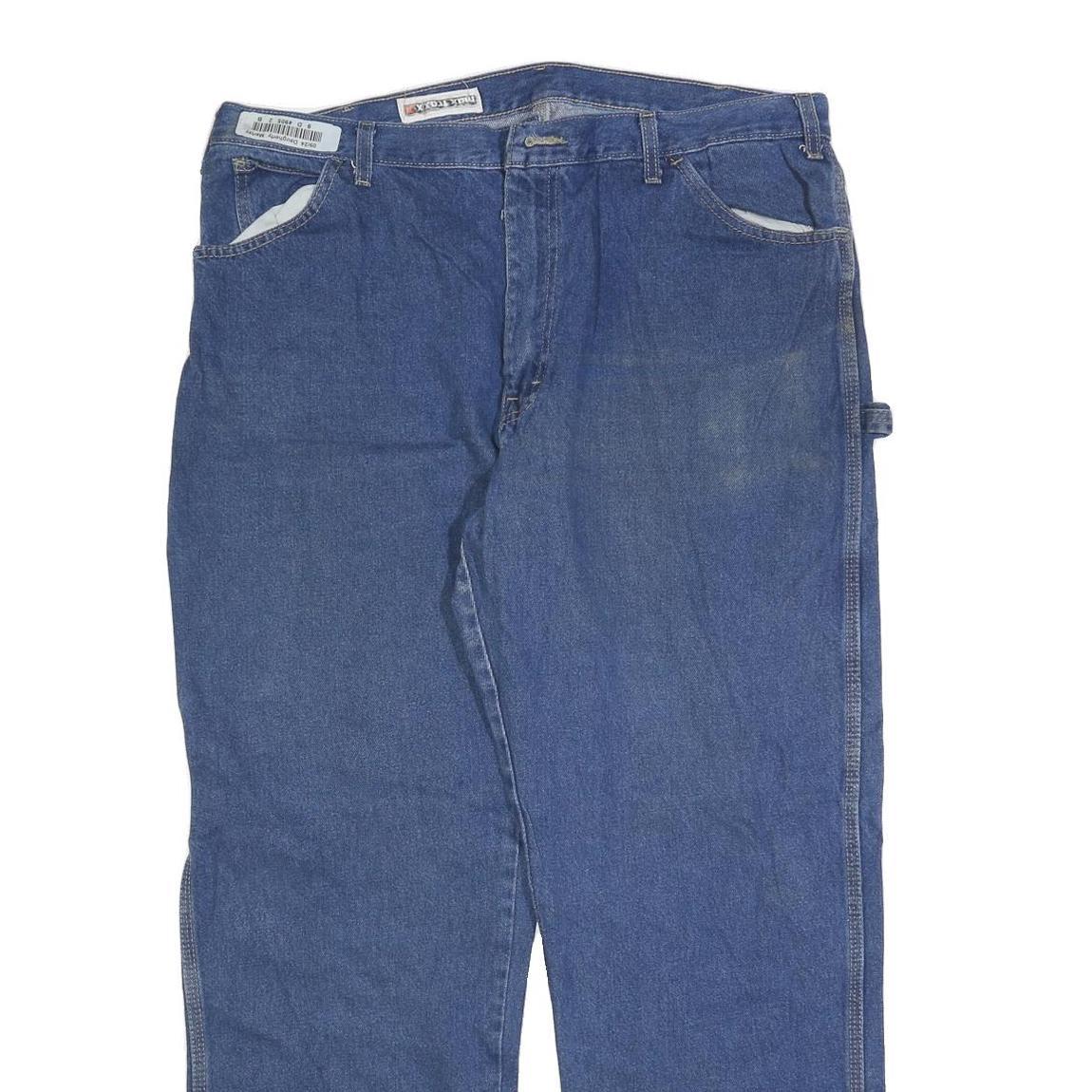 DICKIES Mens Regular Fit Blue Denim Straight Leg Jeans W42 L30 Workwear Zip