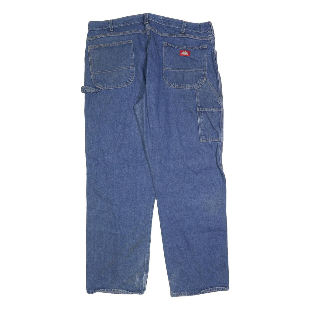 DICKIES Mens Regular Fit Blue Denim Straight Leg Jeans W42 L30 Workwear Zip