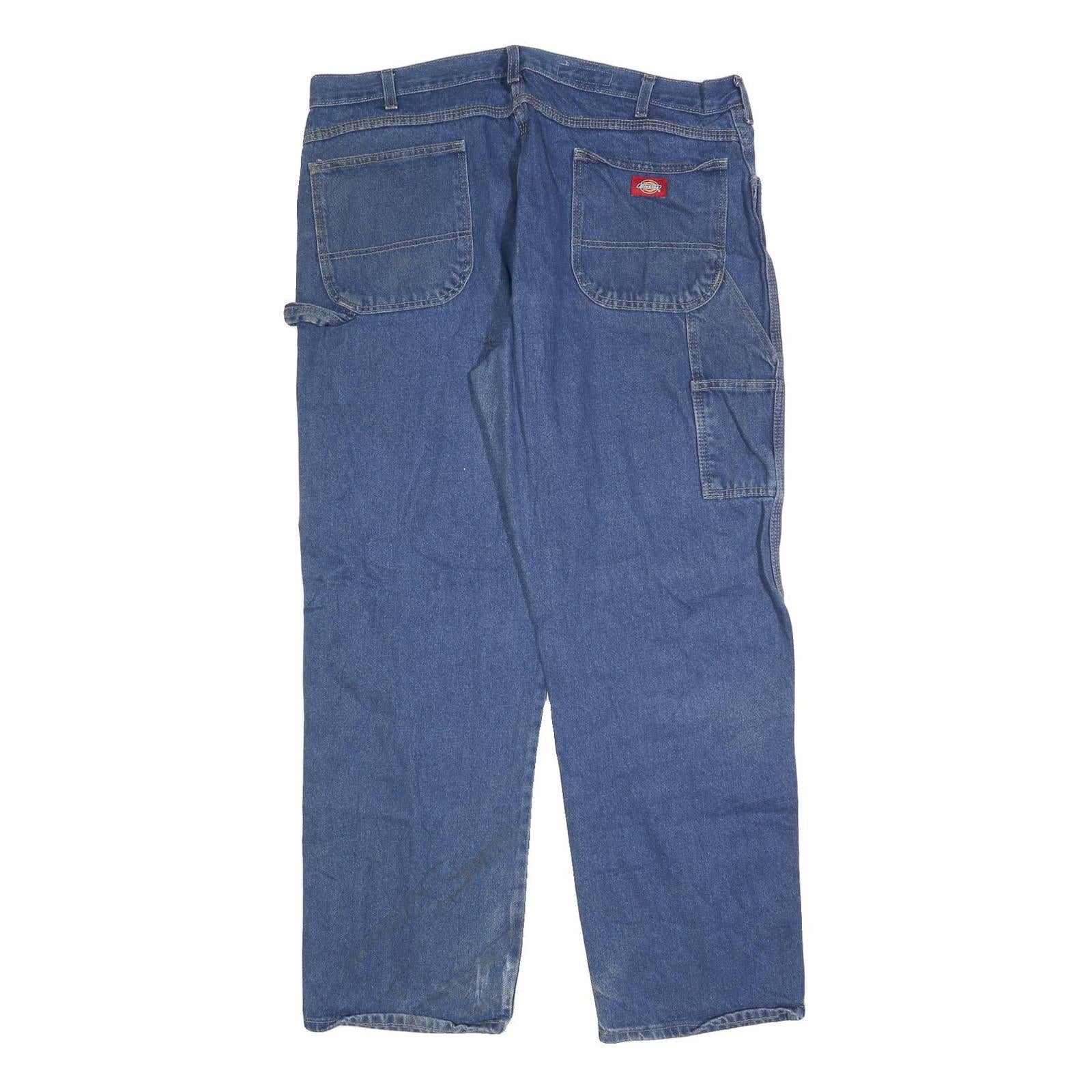 DICKIES Mens Regular Fit Blue Denim Straight Leg Jeans W42 L30 Workwear Zip