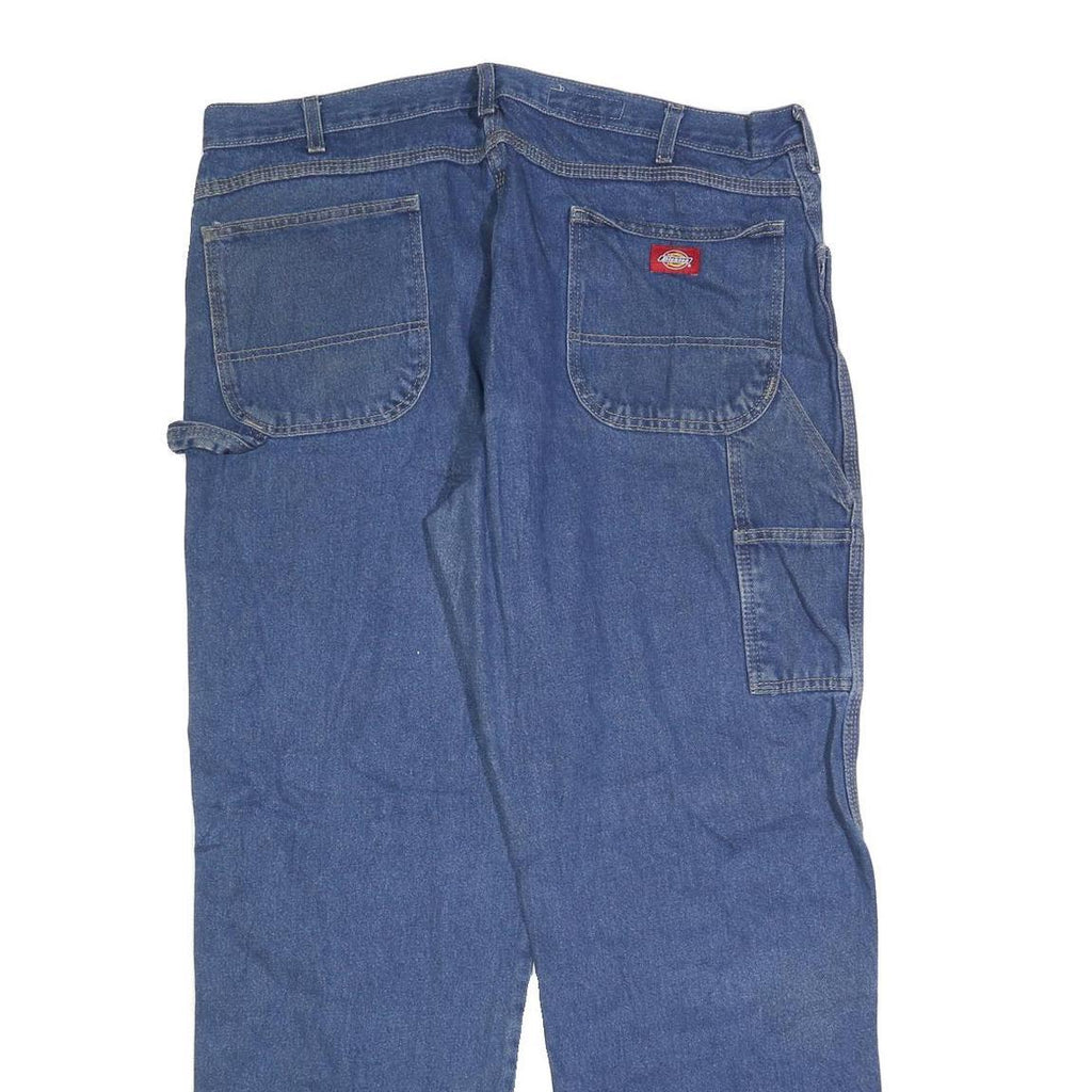 DICKIES Mens Regular Fit Blue Denim Straight Leg Jeans W42 L30 Workwear Zip