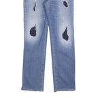 ARMANI JEANS Womens Regular Fit Blue Denim Stone Wash W32 L30 Distressed Zip