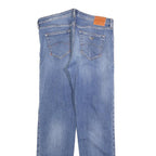 ARMANI JEANS Womens Regular Fit Blue Denim Stone Wash W32 L30 Distressed Zip