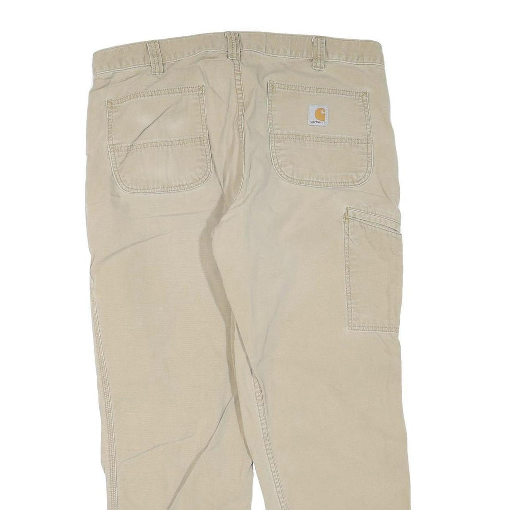CARHARTT Mens Beige Cotton Blend Regular Leg Trousers W38 L30 Durable Workwear