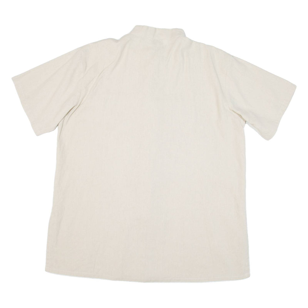 LANG YI Eastern Inspired Dragon Mens Plain Shirt Beige 2XL