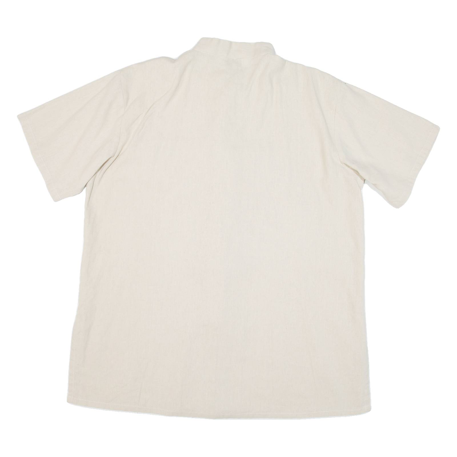 LANG YI Eastern Inspired Dragon Mens Plain Shirt Beige 2XL