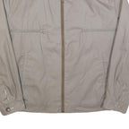Mens Beige Cotton Blend Zip Front Jacket L Plain Lightweight Casual Outerwear