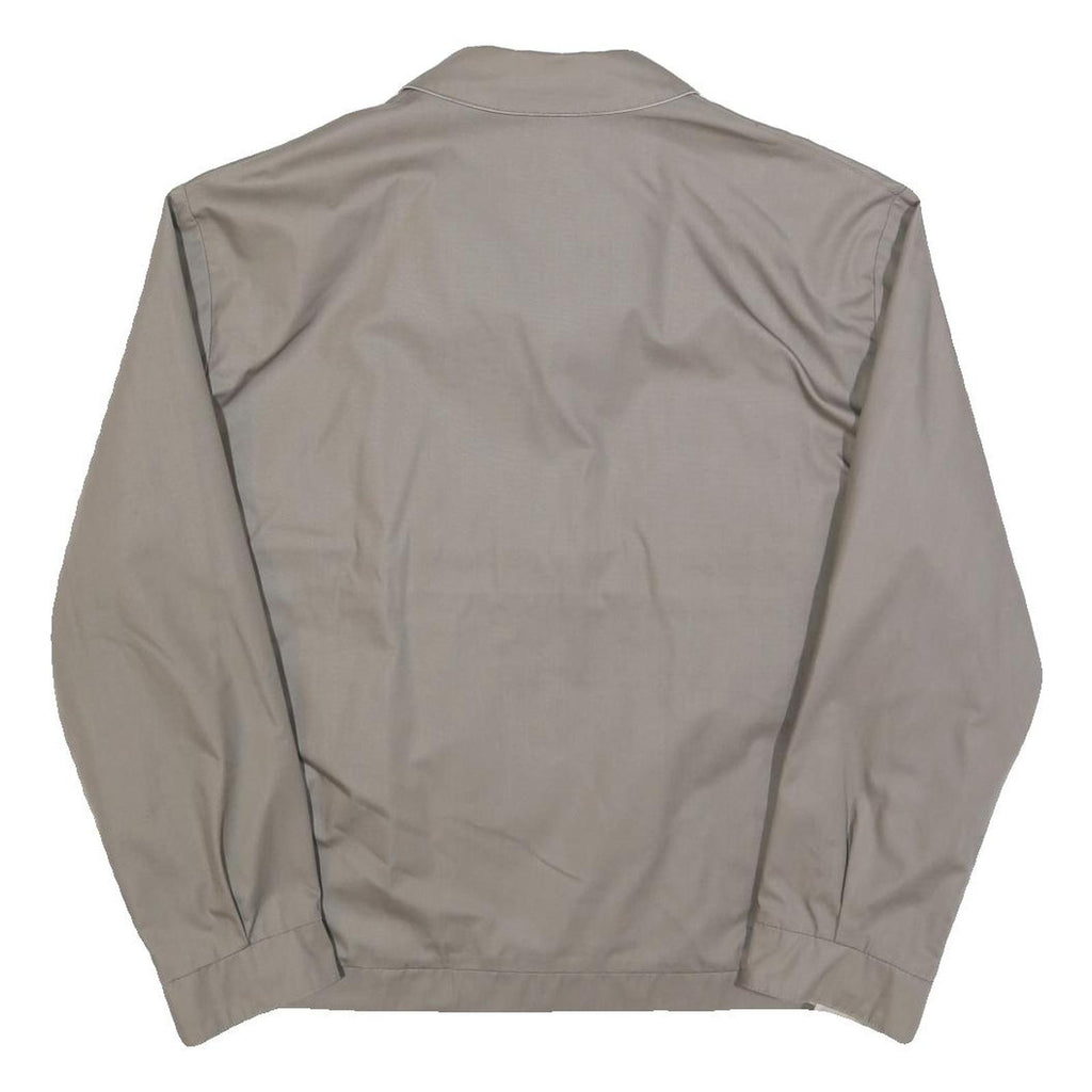 Mens Beige Cotton Blend Zip Front Jacket L Plain Lightweight Casual Outerwear