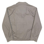 Mens Beige Cotton Blend Zip Front Jacket L Plain Lightweight Casual Outerwear