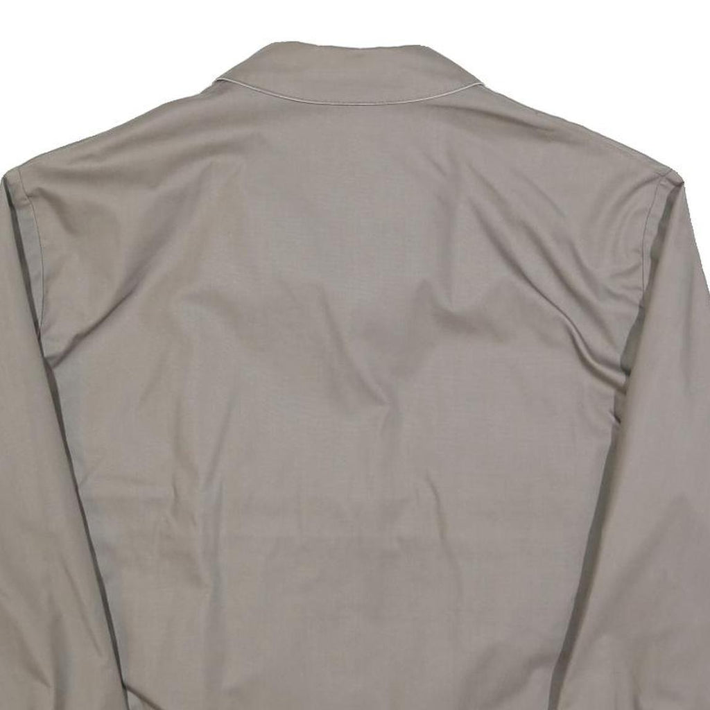 Mens Beige Cotton Blend Zip Front Jacket L Plain Lightweight Casual Outerwear