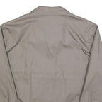 Mens Beige Cotton Blend Zip Front Jacket L Plain Lightweight Casual Outerwear
