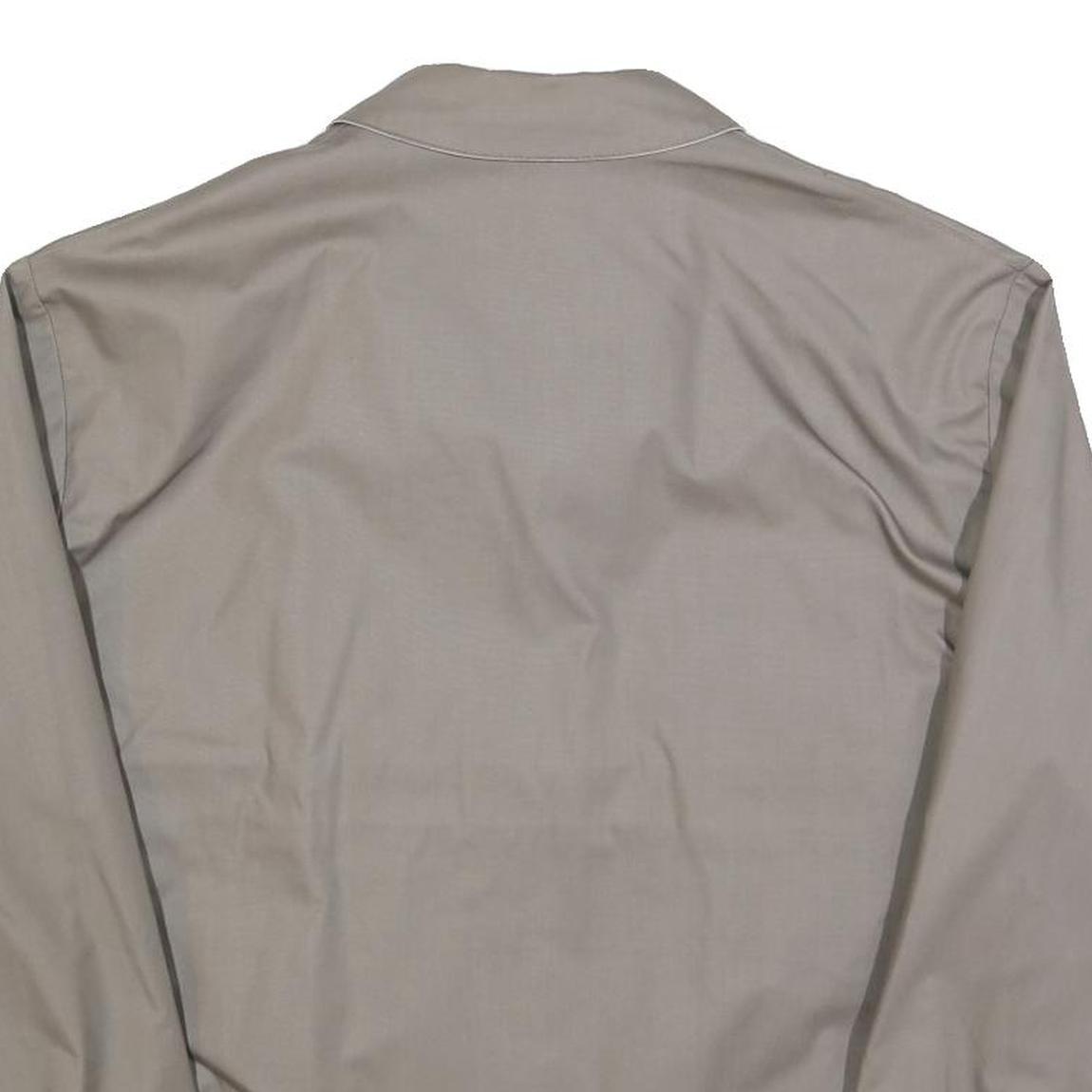 Mens Beige Cotton Blend Zip Front Jacket L Plain Lightweight Casual Outerwear