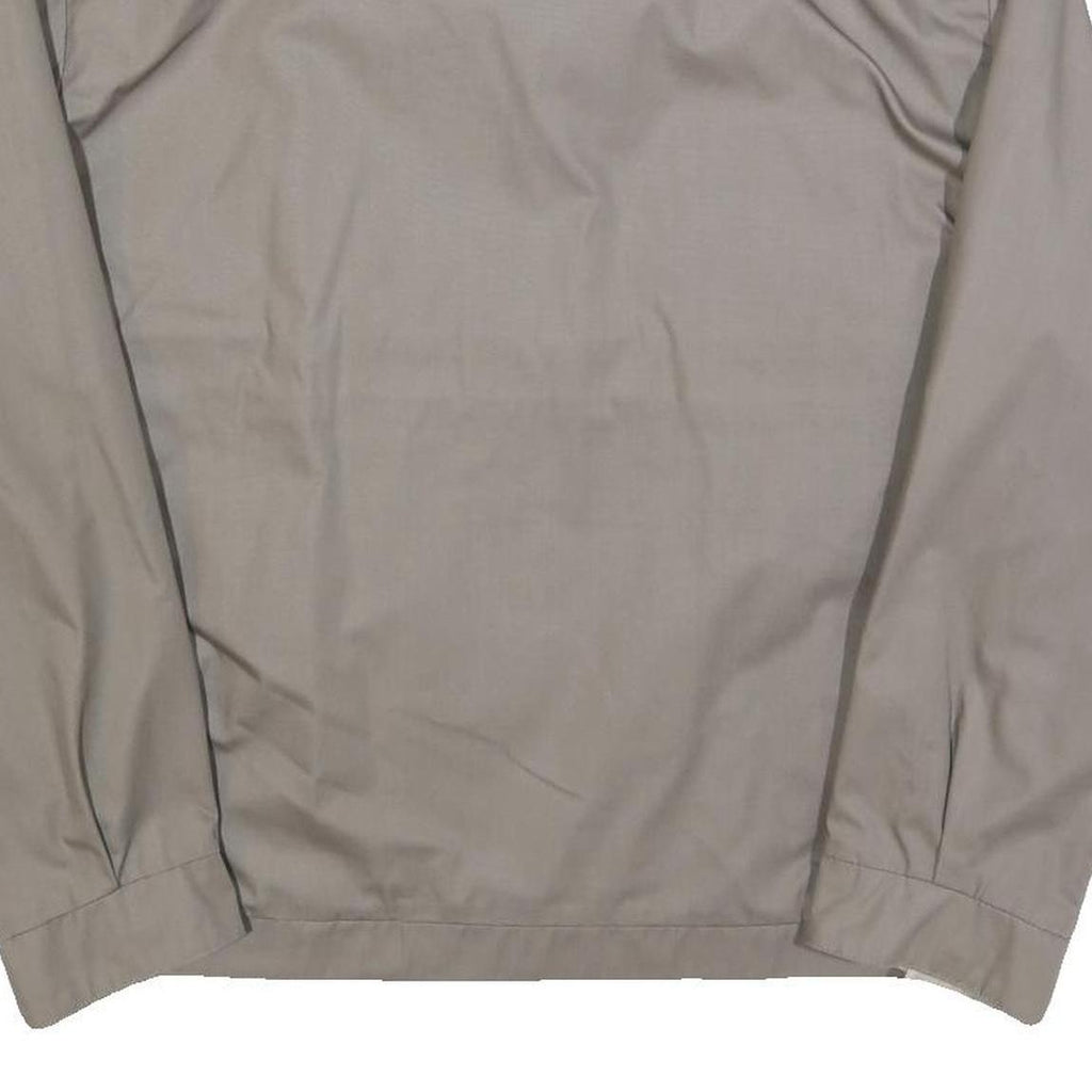 Mens Beige Cotton Blend Zip Front Jacket L Plain Lightweight Casual Outerwear
