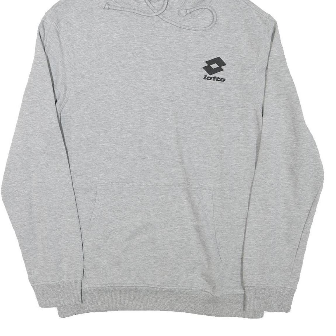 LOTTO Mens Grey Pullover Hoodie M Cotton Blend Hooded Sweatshirt