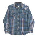 WRANGLER Mens Blue Plaid Cotton Shirt M Western Casual Button Front