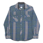 WRANGLER Mens Blue Plaid Cotton Shirt M Western Casual Button Front