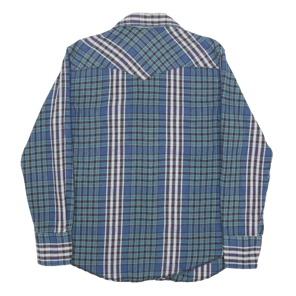 WRANGLER Mens Blue Plaid Cotton Shirt M Western Casual Button Front