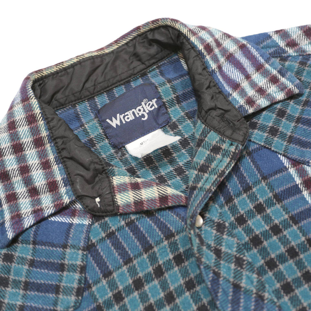 WRANGLER Mens Blue Plaid Cotton Shirt M Western Casual Button Front