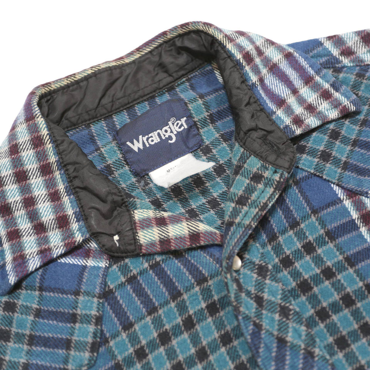 WRANGLER Mens Blue Plaid Cotton Shirt M Western Casual Button Front