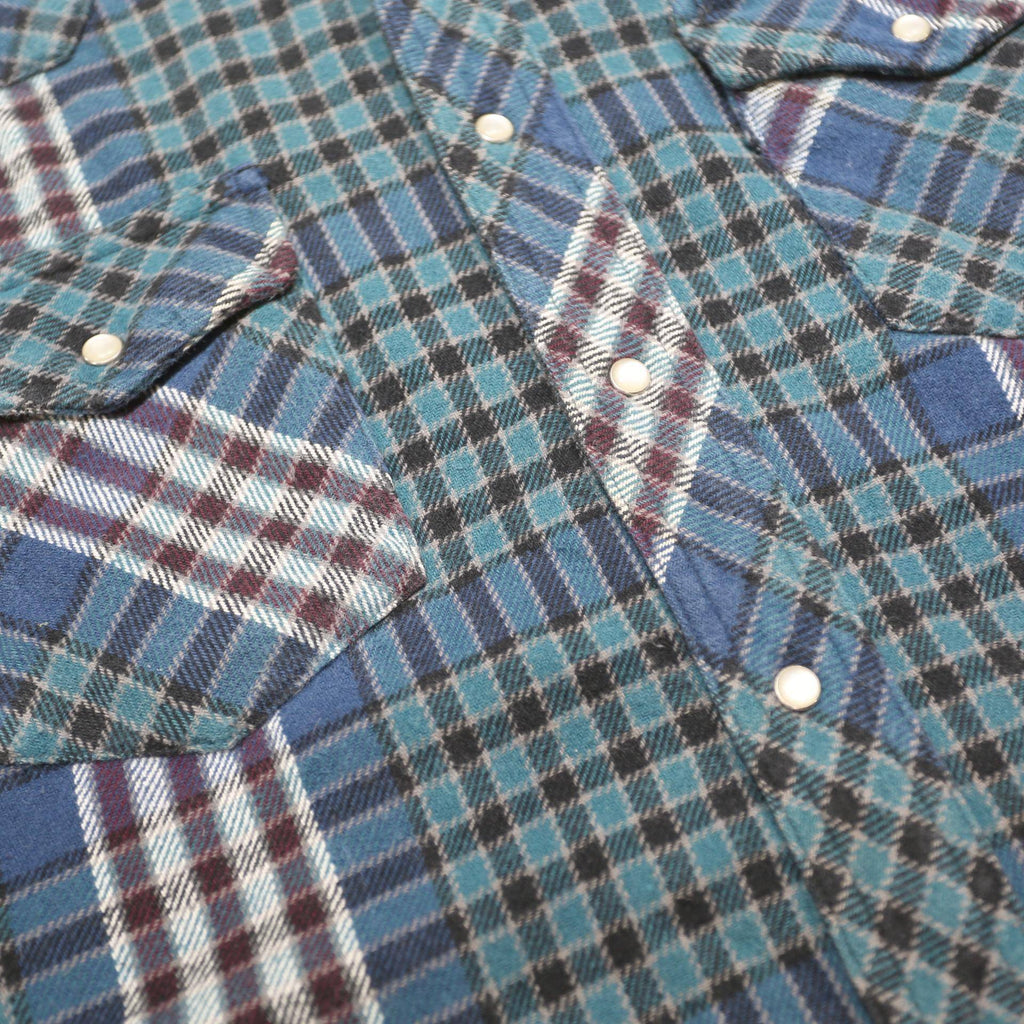 WRANGLER Mens Blue Plaid Cotton Shirt M Western Casual Button Front