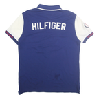 TOMMY HILFIGER Mens Blue & White USA Short Sleeve Cotton Polo Shirt L Classic