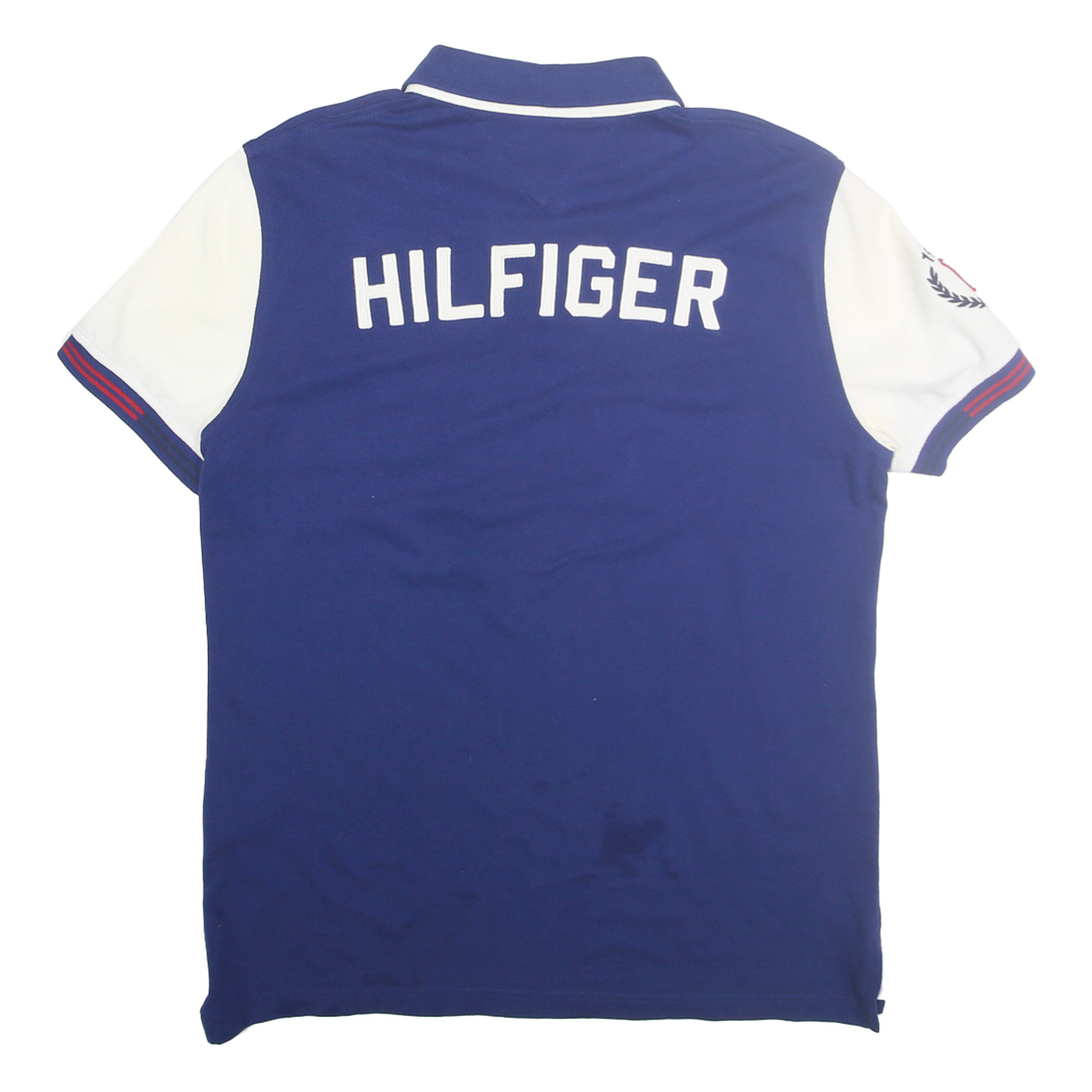 TOMMY HILFIGER Mens Blue & White USA Short Sleeve Cotton Polo Shirt L Classic