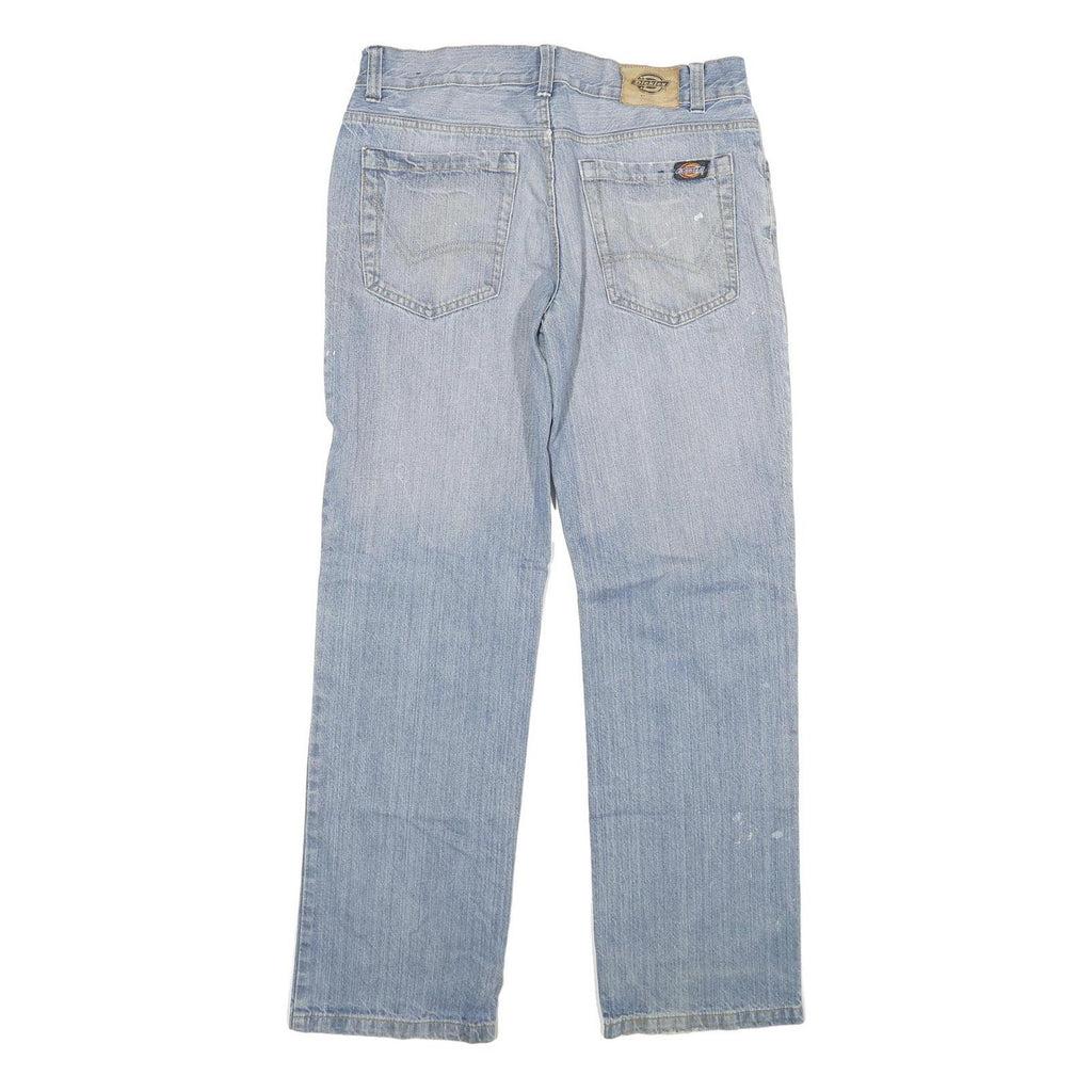 DICKIES Mens Regular Fit Light Blue Denim Jeans W34 L33 Classic Cotton Blend Zip